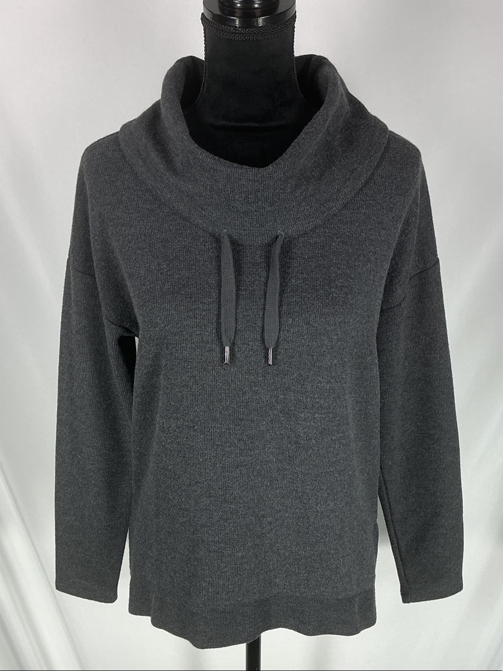 Banana Republic Dark Charcoal Cowl Neck Drawstring Sweater